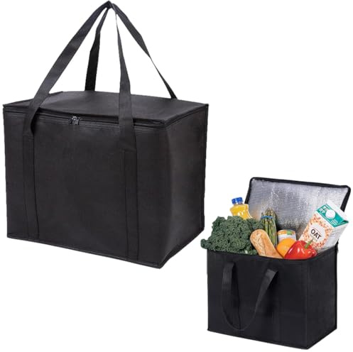 Cooler Bag, Food Delivery Bag with Zipper Closure, Insulated Food Bag, Reusable Hot and Cold Food Carrier, for Uber Eats,Instacart,Restaurant Food Delivery