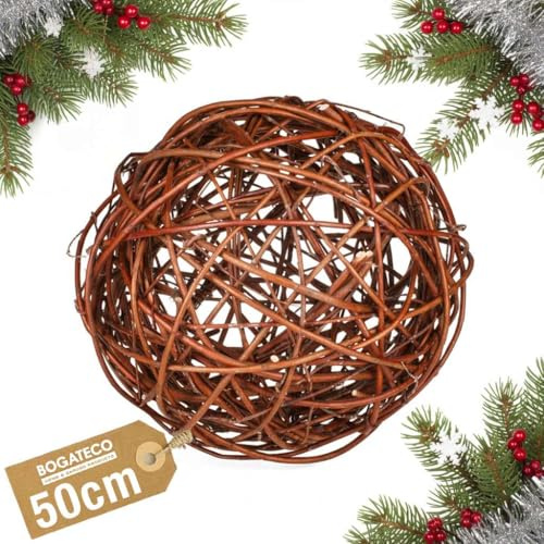 BOGATECO Boule décorative de 50 cm | Boule en osier en 4 tailles | Boule en osier pour jardin, balcon et terrasse