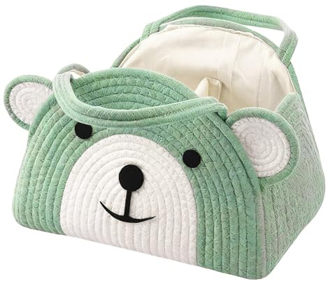 Babykorg – söt tecknad repkorg, babykorgar med kapacitet för korgar, barnkammare arrangör för flickor pojkar barn jul bebisar duschfest resor bilresor daghem och annat