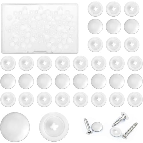 JYXNU 200 Pezzi Coprivite Tappi di Bianche Rotondi a Forma di Croce in Plastica, rotondi copriviti in plastica, Tappi a Scatto per Viti er il Montaggio a Parete e come Decorazione per Cucina