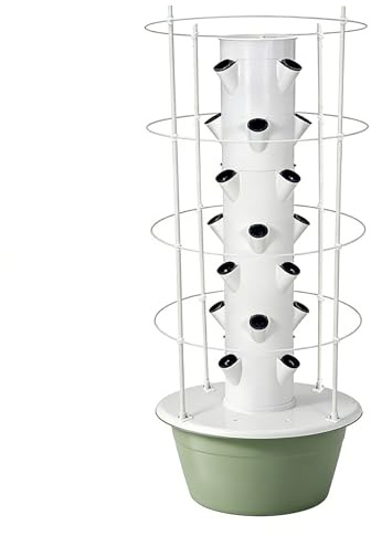 Torre Hidropónica Jardín de Torre 5/7/9 Pisos Opcionales 20/28/36 Agujeros de Siembra Aptos para Hortalizas de Hoja Bomba Sumergible Aficionados Al Jardinería en Balcón Green-9-TierWithPlantTrellis