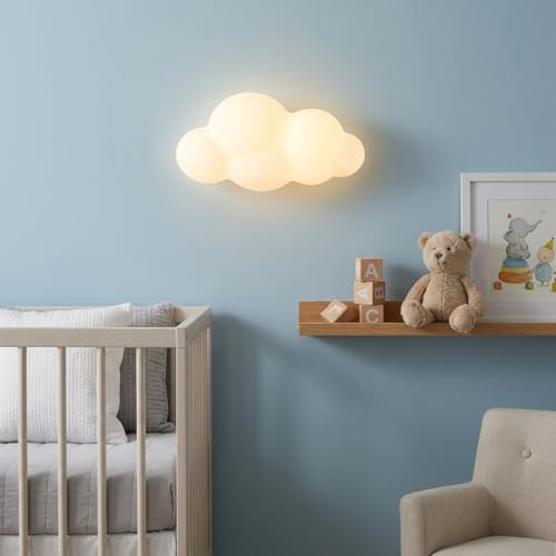 Alpinaluz Aplique de Pared Infantil LED CLOUDY Nube Blanco 3D de Policarbonato, 12W, Luz CCT 3000K/4000K/6000K, Lámpara Decorativa Moderna para Dormitorio, Pasillo y Habitaciones