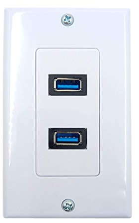 4.2A USB 3.0 Receptacle Outlets Wall Plates Panel, Haokiang 2 High Speed USB 3.0 Charging Dual Female Port Wall Plates Included, Size 115 MM x 70 MM