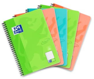 Oxford Touch Collegeblock B5 (17,6x25 cm) liniert mit Rand, 160 Seiten, sortiert, 5 Stück