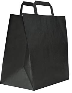 Carte Dozio S.R.L. - Shopper in Kraft Comfondo Quadro, Color Nero, Maniglia Piatta, F.To Cm 27+17X29, Cf 50 Pz