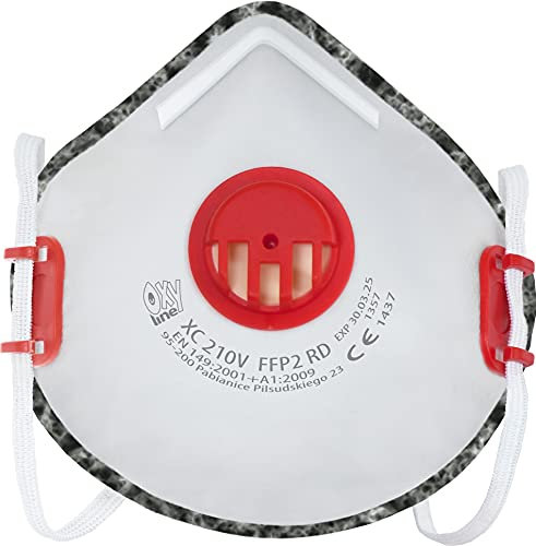 Oxyline 8x Demi-masque respiratoire réutilisable FFP2 R D avec couche de charbon actif et valve | Produit dans l'UE | CE 1437