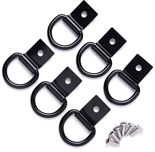SBYLTEK 6 ganci ad anello a D da 1/4 in acciaio inossidabile resistente per camion, rimorchi, camper, magazzini, garage, barche, montaggio superficiale di controllo del carico, anello a D con viti,