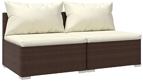 vidaXL Set Divani da Giardino con Cuscini 2 pz in Polyrattan Marrone