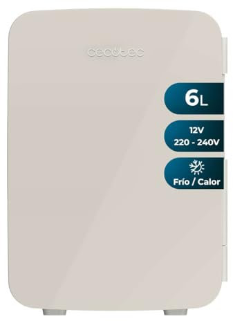 Cecotec Mini Frigo Bolero MiniColing 6L Bahamas Beige. Capacité 6 L, Fonctionnement 12-220 V, Compatible avec Caravanes, Fonction Chaud et Froid, Température Réglable de 5 ºC à 65 ºC