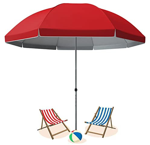 Solskydd UPF 50+, 2,6m/8,5ft Utomhusparaply, Höjdjusterbart, 8 Ribbor, för Uteplats, Trädgård, Pool