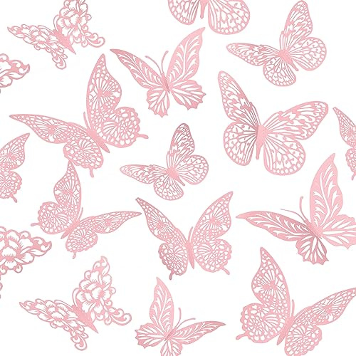 3D Pink Butterfly Wall Decor 3 Sizes 4 Styles Butterfly Party Decorations