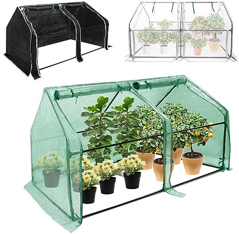 Aufun Mini Invernadero Calentamiento de Plantas Invernadero con Puerta Enrollable Invernadero de Tomate Película Invernadero para Exteriores e Interiores Patio Trasero 180 × 90 × 90 cm Verde