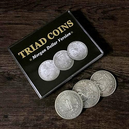 Triad Coins (Morgan Gimmick) Trucos de magia producen desaparecer cambiar tres monedas magia primer plano ilusiones trucos accesorios mentalismo diversión