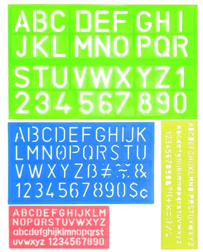 ieron 4 st schabloner set bokstäver alfabet schabloner hantverk nummer bokstäver guide ritning mall målning lära sig gör-det-själv (slumpmässigt färger)