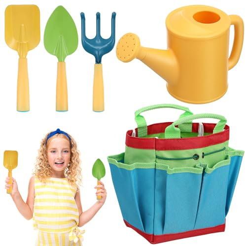 Milisten Gartengeräte-Set Für Kinder Gartengeräte-Set Mit Schaufel Kelle Rechen Gießkanne Und Tragetaschen Aufbewahrungstaschen Gartengerät Für Den Außenbereich Als Geschenk Für Jungen Und