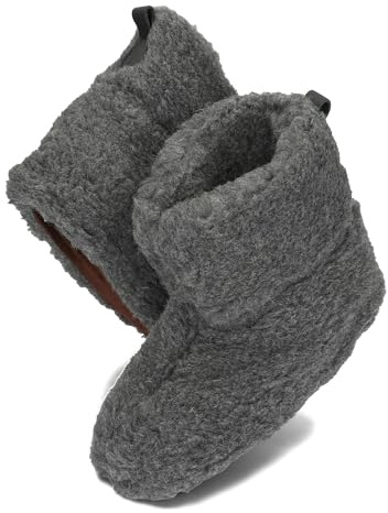 BeComfy Varma Tofflor Damer Herrar Tofflor av Fårull Ulltofflor Unisex Husstövlar med Lädersula Läderhandtag 36-46 EU