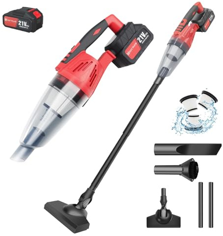 Yiyai Handstaubsauger 21V 5501Pa mit Ladestation Handstaubsauger Akku Beutellos Nass&Trocken mit Waschbar HEPA-Filter Handsauger Kabellos Staubsauger per Auto