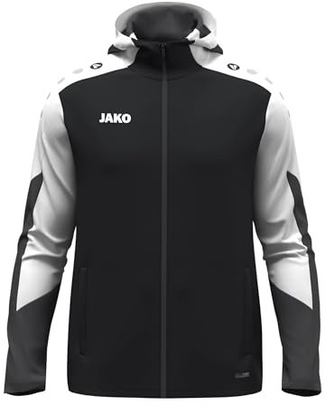 JAKO Unisex Kapuzenjacke Dynamic, schwarz/weiß/anthrazit, L