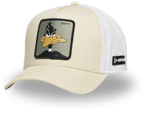 Gorra Hombre y Mujer, Gorra de Béisbol Looney Tunes, Ajustable mediante el Snapback, beige y blanco, Talla única
