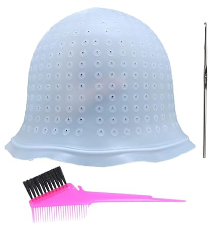 dinghaole Professional Pre-Punched Silicone Highlighting Cap & Dye Brush Kit – Reusable Highlight Cap With Hook For At-Home & Stylist Hair Coloring