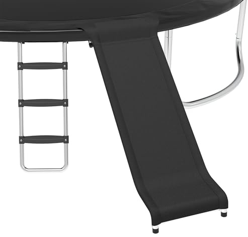 Trampoline Ladder and Slide Attachment,3-Step Universal Stair Slide for Kids,Trampoline Accessories & Replacement Parts,Fits 10 12 14 15 ft Trampoline Frame (Silver)