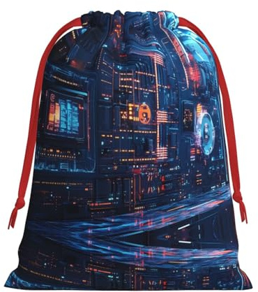 Technology Chip Patterned S drawstring bag, festive packaging bag, perfect for Christmas parties