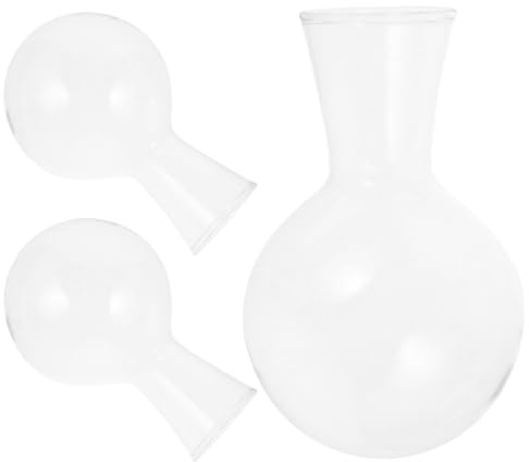 ARTSEWPLY 3 Piezas Jarrón de Vidrio Hidropónico Transparente con Soporte de Madera de Macetas Colgantes para Plantas y Decoración Interior Recipiente Decorativo para Flores y Terrarios