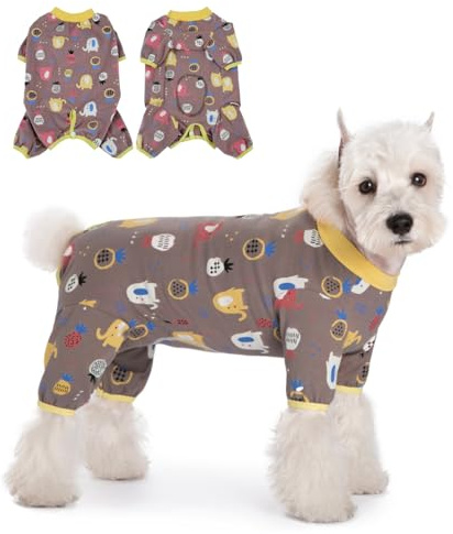 Tuta Cane in Cotone Morbido Post Operatorio, Body Cane Traspirante Anti Leccamento, Tutina Cane Confortevole per Cani Piccoli, Marrone Cacao 2XL