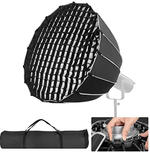 FOMITO Parabolic Softbox 47,2 Zoll/120cm Schnellspanner Deep Light Soft Box III KP2-120 mit Wabengitter Bowens Mount für Monolight Foto Studio Strobe Beleuchtung