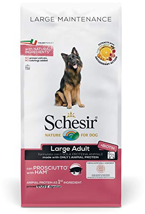 Schesir, Cibo Secco per Cani Adulti di Taglia Grande al Gusto Prosciutto, Linea Mantenimento in Crocchette - Formato Sacco da 12Kg