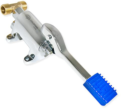 GOLDMAN SERVICE | Grifo pedal mezclador para fregaderos industriales de hostelería + Adaptador conexión para dos aguas Fría - Caliente