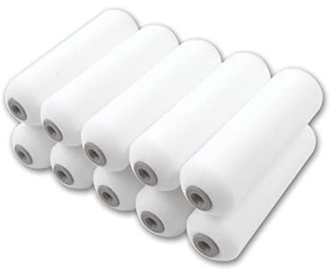 ROLLINGDOG Lot de 10 Mini Manchons de Rouleaux de Peinture en Mousse Haute densité 100 mm pour Les revêtements Haute Brillance sur Surface Lisse
