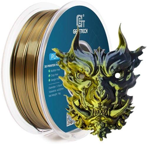 GEEETECH Silk Dual Color Filament 1,75mm,1KG/Spool für 3D Drucker, Silk Gold&Schwarz