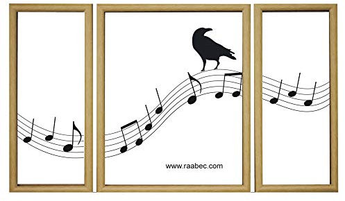 RAABEC Triptychon Bilderrahmen, Größe 50x80cm, Farbe Natur, ideal für Malen nach Zahlen Triptychon Bilder von Schipper oder Ravensburger