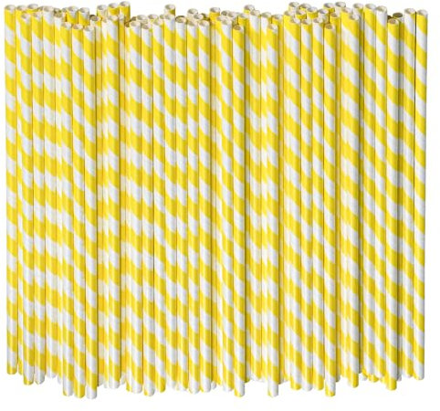 Cannucce di carta usa e getta a righe, 26 x 0,6 cm, 100 pezzi, per limonata, succo, bottiglie grandi, 100% biodegradabili