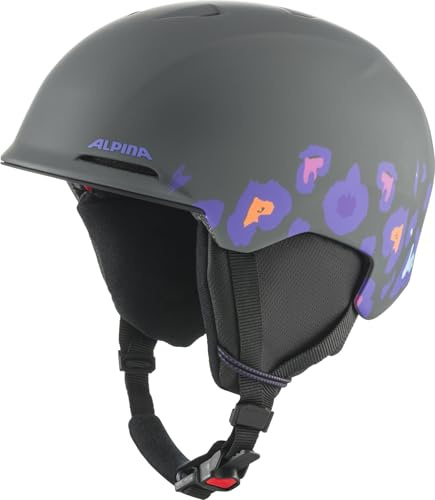 ALPINA Casco da sci unisex per ragazzi BRIX JR, Midnight Grey Leo, opaco, 51-55