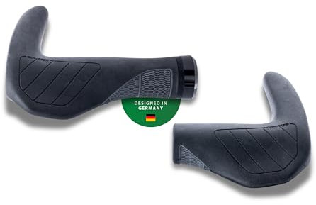 CONTEC Fahrrad-Griffe Merge Trekking Bar, Ergonomisch, stoßdämpfend, Gummi, Schwarz, 96/140 mm, Lenker, Radfahren, Trekking, MTB, schwarz, Paar