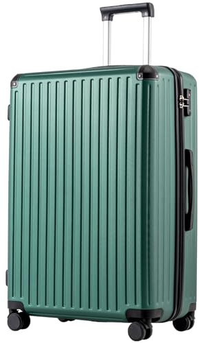 COOLIFE Grande Valise Rigide 75 cm, 93 L en PC+ABS, Légère et Robuste pour Vacances et Longs Voyages, Serrure TSA, Fermeture Éclair YKK, 4 Roues Doubles et Coins Renforcés, Vert Foncé