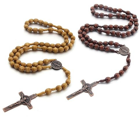beejune 2 Stück Rosenkranz Kette, Orthodoxes Kreuz, Rosenkranz Katholisch, Jesus Kette, Jesus Kreuz, Gebetskette, Rosary Necklace, Für Katholische Christen Religiöse Kommunion, Taufe, Messe, Bibel