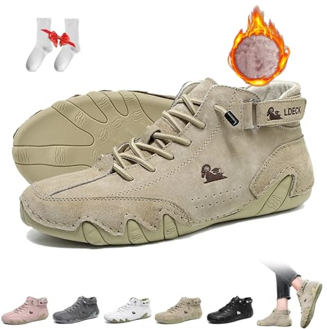 Femmes Bottes hautes en daim souple faites à la main en Italie Extérieur imperméable Léger Ultra-confort Chaussures Beck Antidérapantes Minimalistes Décontractées Baskets Randonnée Barefoot Boots(Khak