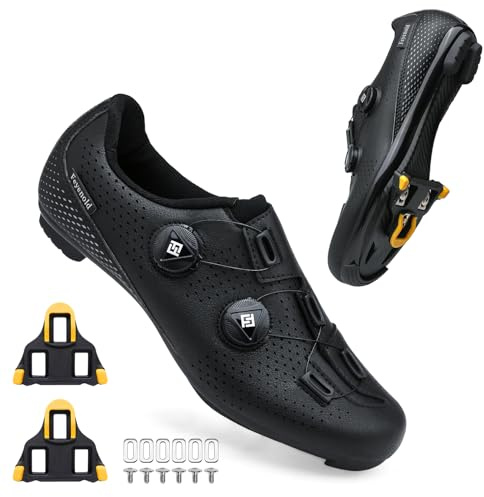 Feyenold Chaussures de vélo pour Hommes &Femmes compatibles SPD-SL Pedal,Compatible l'installation SPD/Look KEO Cleats Lock Triangle