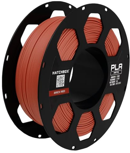 HATCHBOX Matte PLA 3D Printer Filament, Dimensional Accuracy +/- 0.03 mm, 1 kg Spool, 1.75 mm, Brick Red