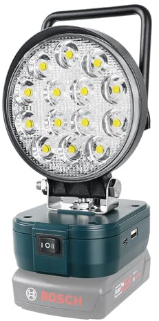 RIGODON sladdlös bärbar LED-arbetslampa för Bosch 18V batteri, 4 tum 42W 4200LM strålkastare för utomhus lågspänningsbelysning, verkstad, garage, arbetsplats, bilreparation, (inget batteri)
