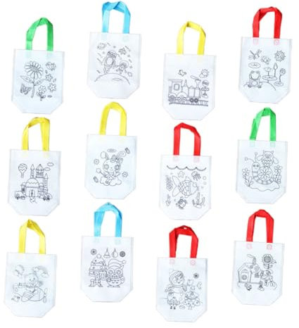 JOINPAYA 12pièces De Course Non Tissé Pliable avec Motifs à Colorier pour Garçon Fille Pochette De Rangement Pratique pour Activités Manuelles Maison