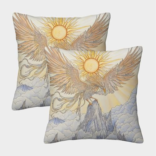 kaiyun Fénix Gigante con alas extendidas Cojín Almohada 3D Sol Suave Al Tacto,sofá Silla Muebles para El Hogar 40x40cm 2 Paquetes