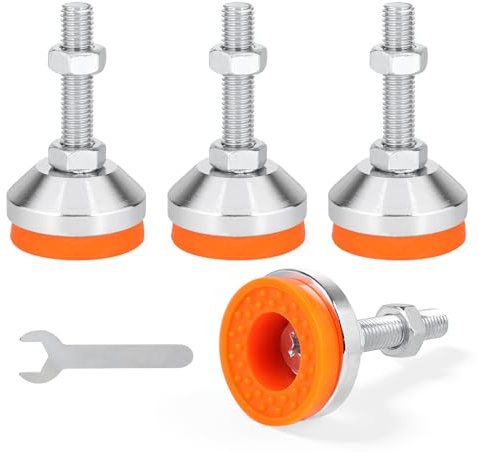 EXLECO 4pcs Piedini Regolabili per Livellamento Pesanti M12 × 50mm Ø50mm,Regolabile Sotto Carico, Piedini Livellanti per Mobili in Acciaio Carbonio Gambe a Vite per Banco da Lavoro, Macchina, Armadio