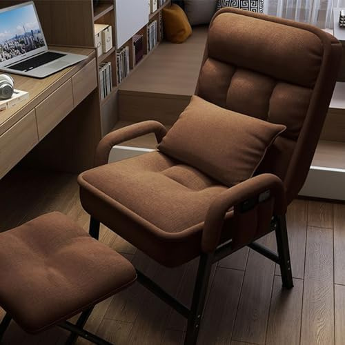 Sillón moderno ajustable con marco de metal, cómodo sillón con reposapiés y bolsillos laterales para sala de estar y dormitorio, muebles elegantes y funcionales