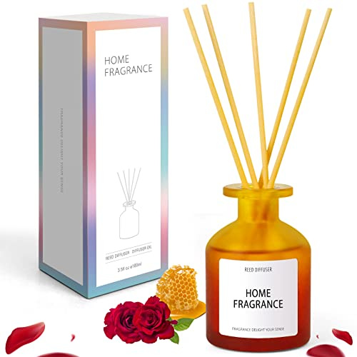 SCENTORINI Ambientador con Varillas Aromáticas, WildRose, 100 ml, Difusor de Caña, con 6 Varillas de Ratán, Ambientador, Jarrón Perfumado Para Habitaciones, Baños, Oficinas, Armarios