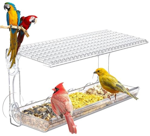 HonJiekomy Mangeoire à Oiseaux à Ventouse fenêtre,Distributeur Transparent Résistant aux Intempéries avec Ventouses Puissantes | Mangeoires pour Oiseaux Sauvages,pour Nourriture et Eau, Animaux de