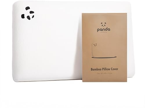 Panda Bamboo Memory Foam Pillow + Spare Pillow Case | Orthopaedic Head, Spine & Neck Support | Soft Bamboo Cover | Medium-Firm & Supportive | 60 x 40 x 12 cm